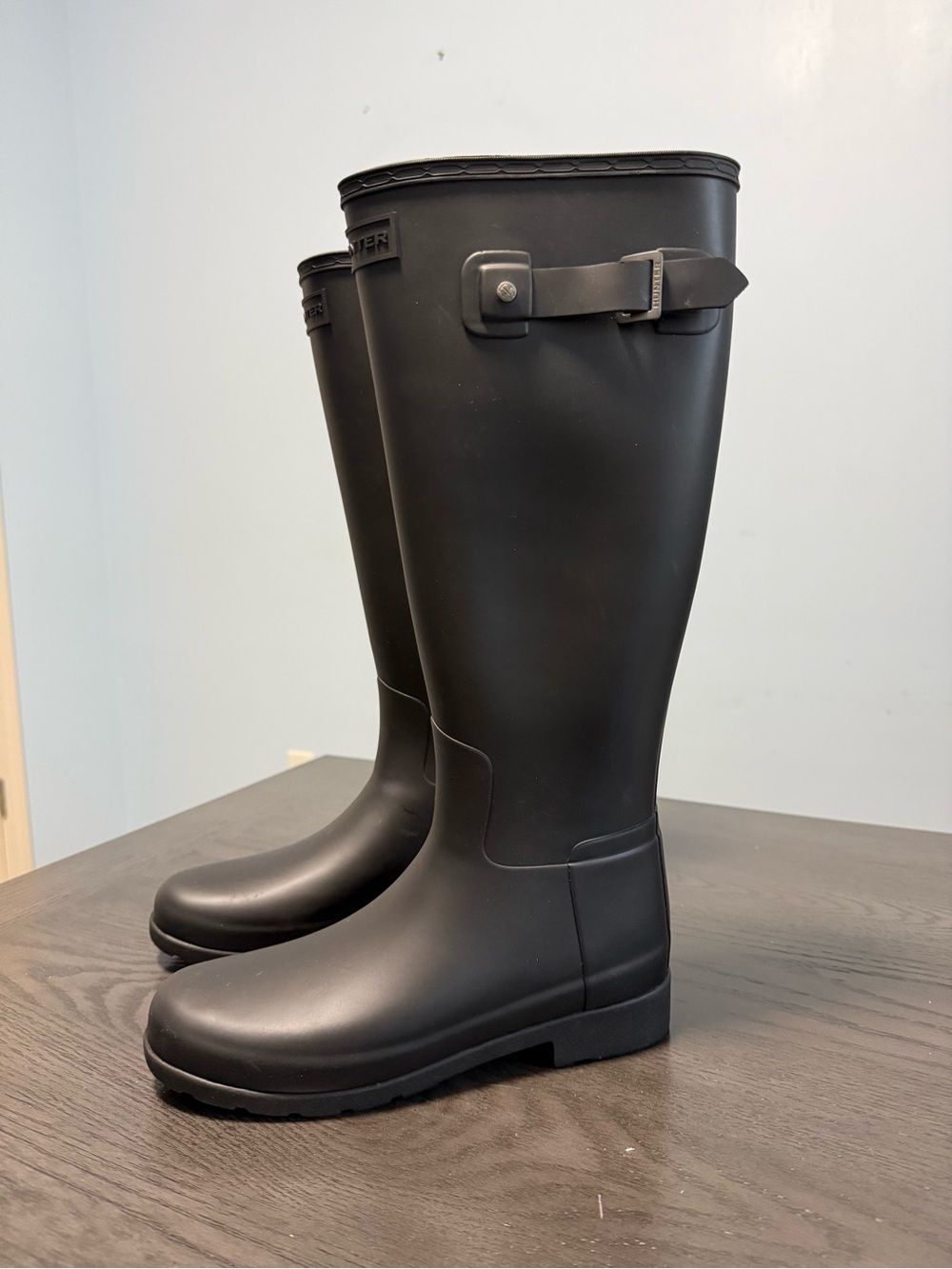 Hunter Black Matte Tall Rain Boots Women’s Size 7 UK 5 EU 38 New